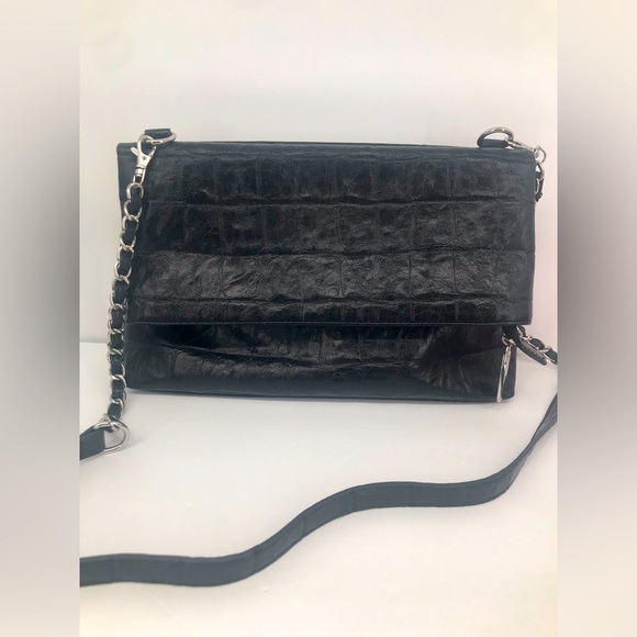 Vegan Leather Convertible Crossbody Fold Over Handbag - Picture 1 of 13